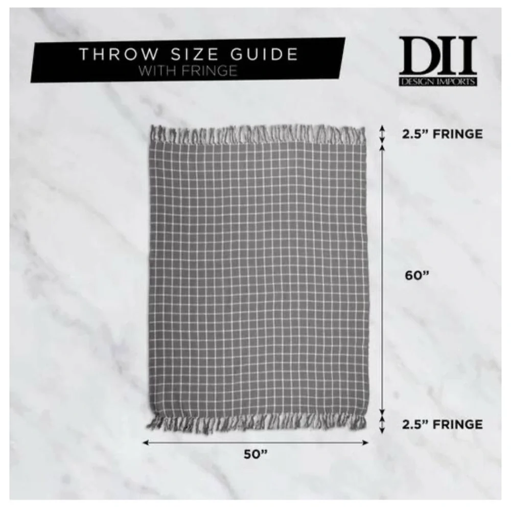 DIl Diamond Throw Collection Cotton Woven 50x60 Gray New